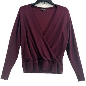 Wrap-Style Sweater in Wine